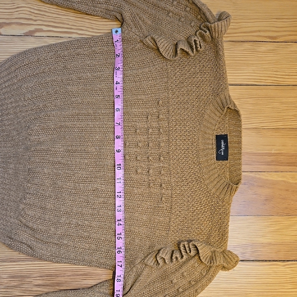 Ottod'Ame Camel Wool Cashmere Blend Ruffle Detail Bohemian Knit Sweater Size 6 - Picture 6 of 13